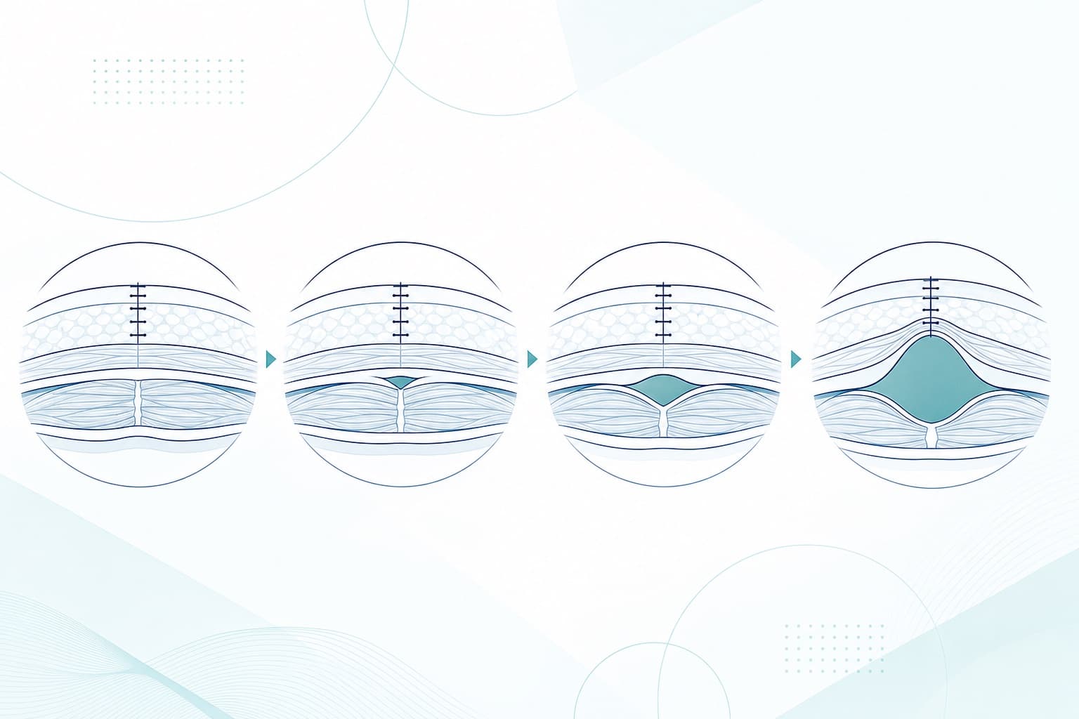 Illustrazione schematica: Come si forma un laparocele dopo un intervento addominale?