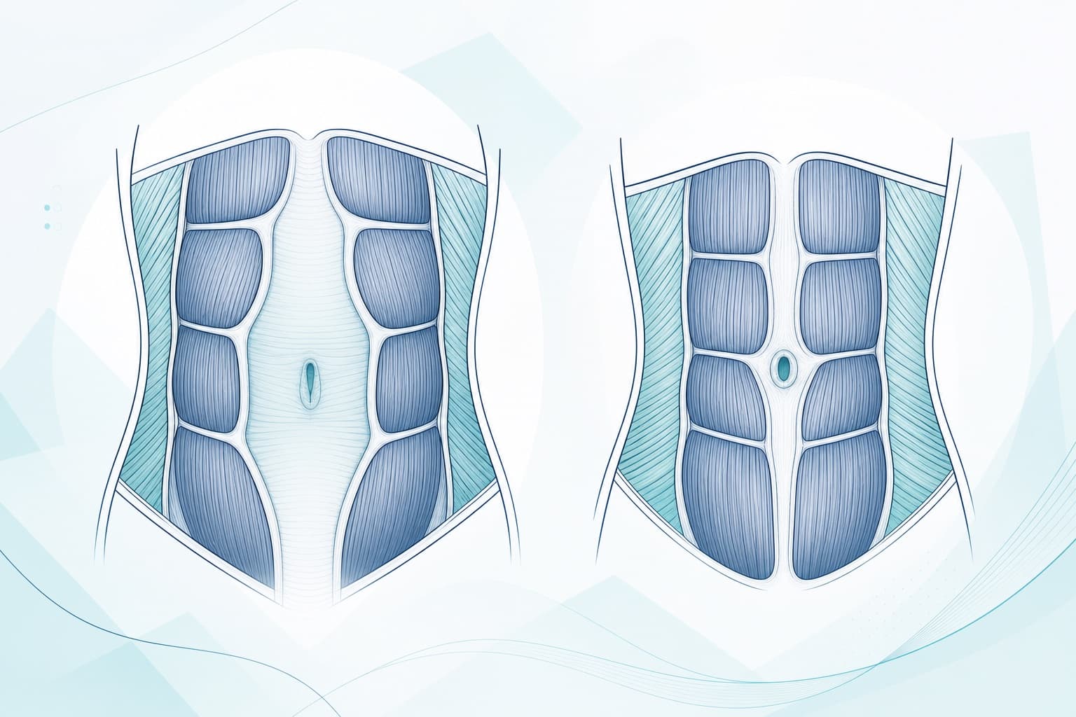 Illustrazione schematica: Diastasi o ernia ombelicale: differenze e quando approfondire