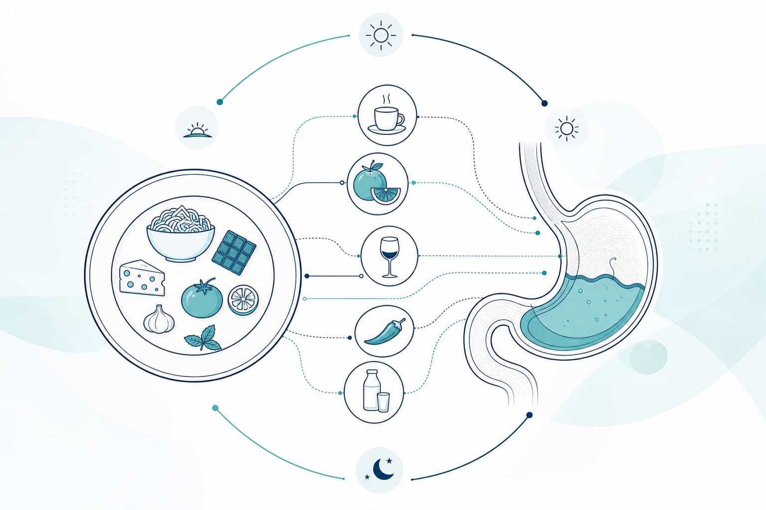 Illustrazione schematica: Reflusso e alimentazione: trovare i trigger senza liste nere